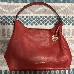Michael Kors red leather shoulder bag. Aria model terracotta